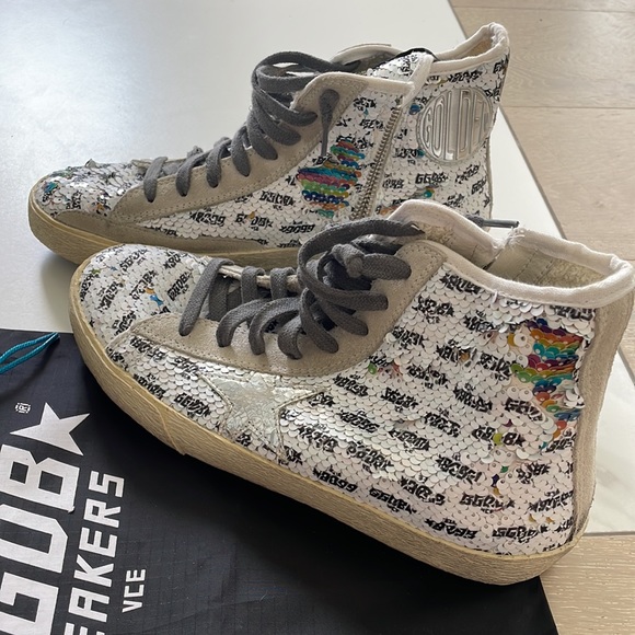 Golden Goose Women's Francy Sequined High Top Sneakers (size 38) - Picture 10 of 14